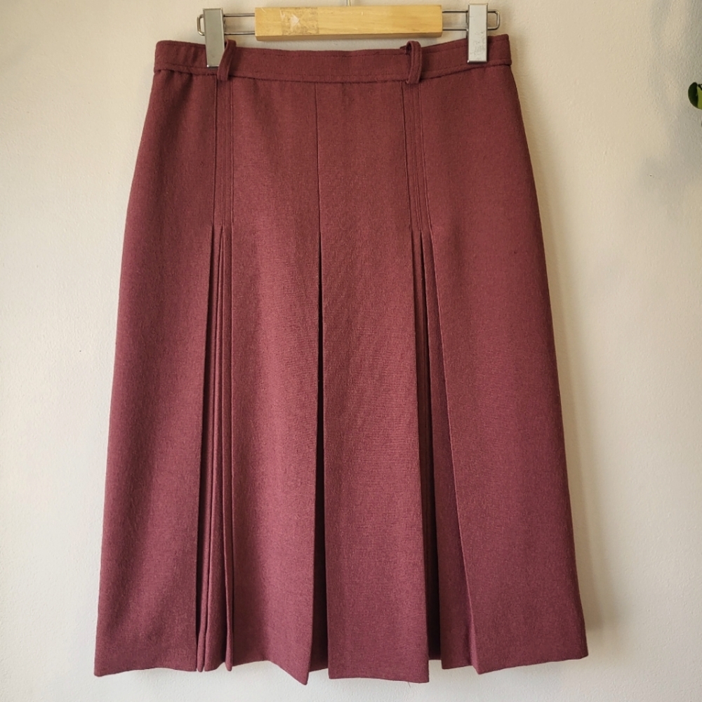 Vintage unbranded dusty rose A-line front pleated skirt Size 6